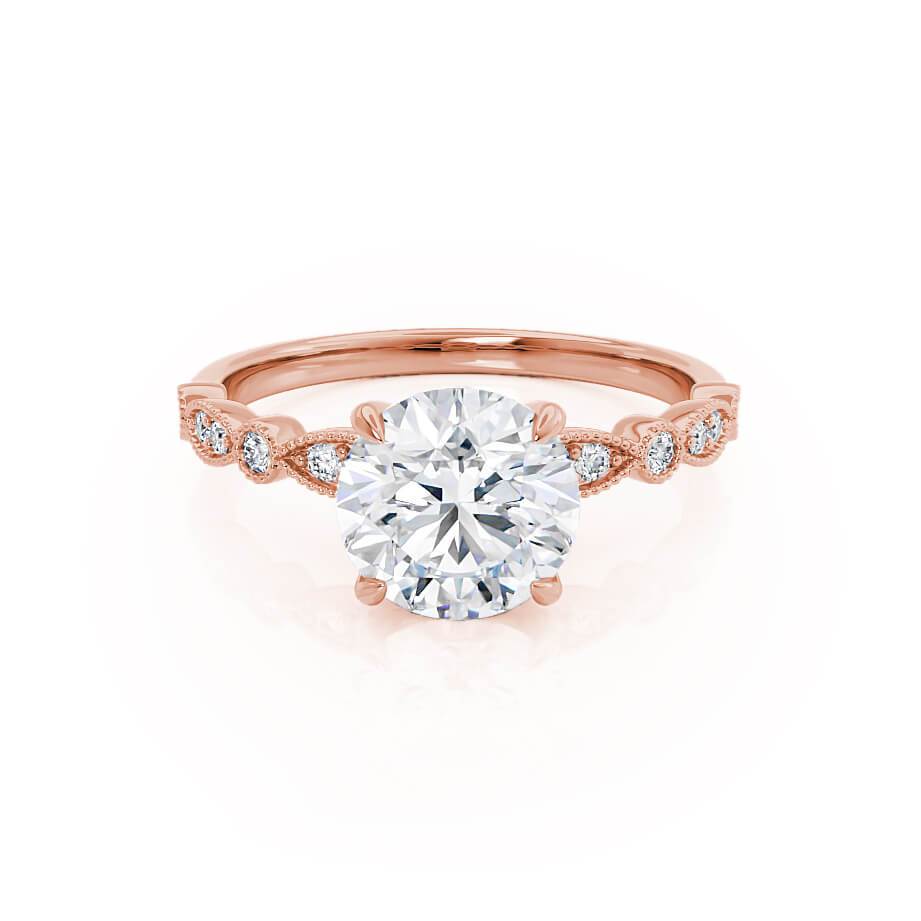 Round Vintage Pave Lab Grown Diamond Engagement Ring