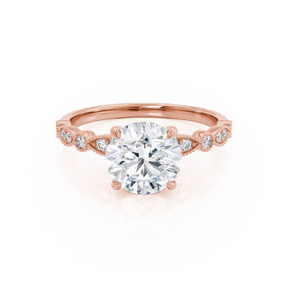Round Vintage Pave Lab Grown Diamond Engagement Ring
