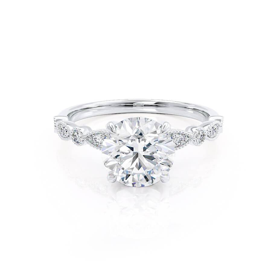 Round Pave Lab Grown Diamond Engagement Ring