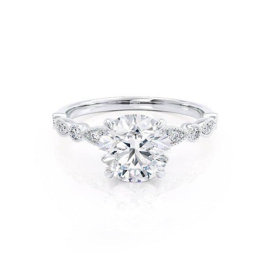 Round Pave Lab Grown Diamond Engagement Ring