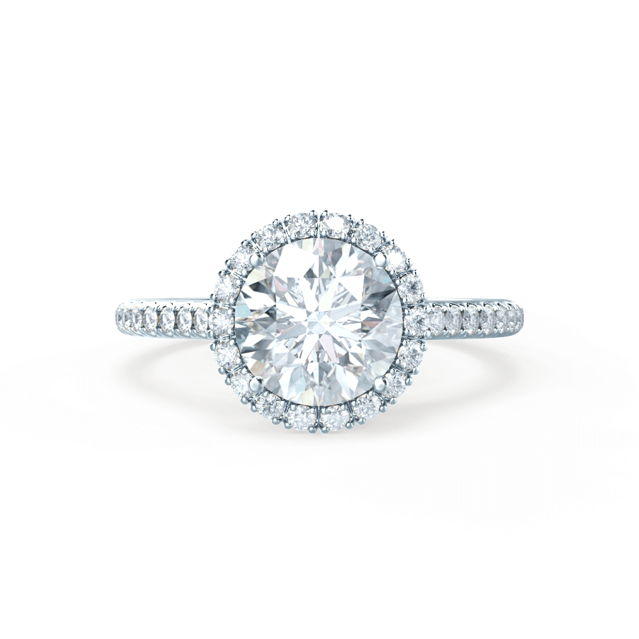 Round Halo & Pave Cathedral Lab Grown Diamond Engagement Ring