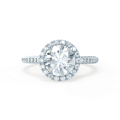 Round Halo & Pave Cathedral Lab Grown Diamond Engagement Ring