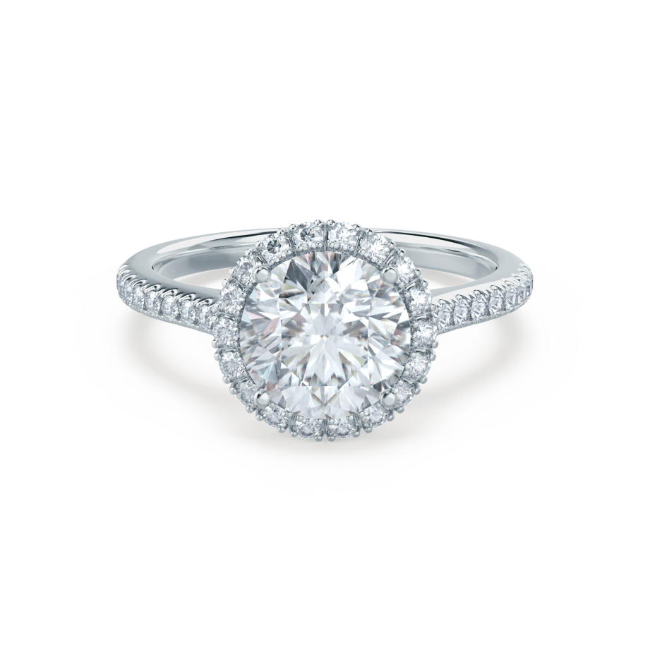 Round Halo & Pave Cathedral Lab Grown Diamond Engagement Ring