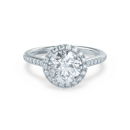 Round Halo & Pave Cathedral Lab Grown Diamond Engagement Ring