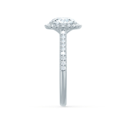 Round Halo & Pave Cathedral Lab Grown Diamond Engagement Ring