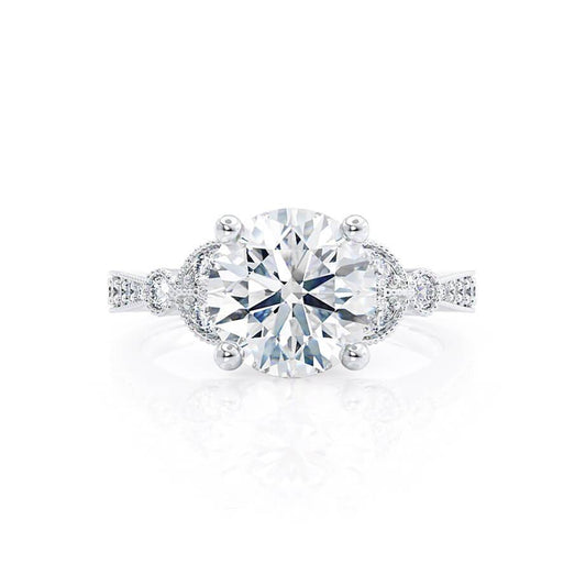 1.50 CT Round Shaped Moissanite Cluster Style Engagement Ring 2