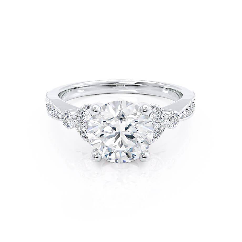1.50 CT Round Shaped Moissanite Cluster Style Engagement Ring 3