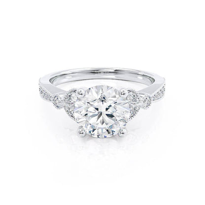 1.50 CT Round Shaped Moissanite Cluster Style Engagement Ring 3