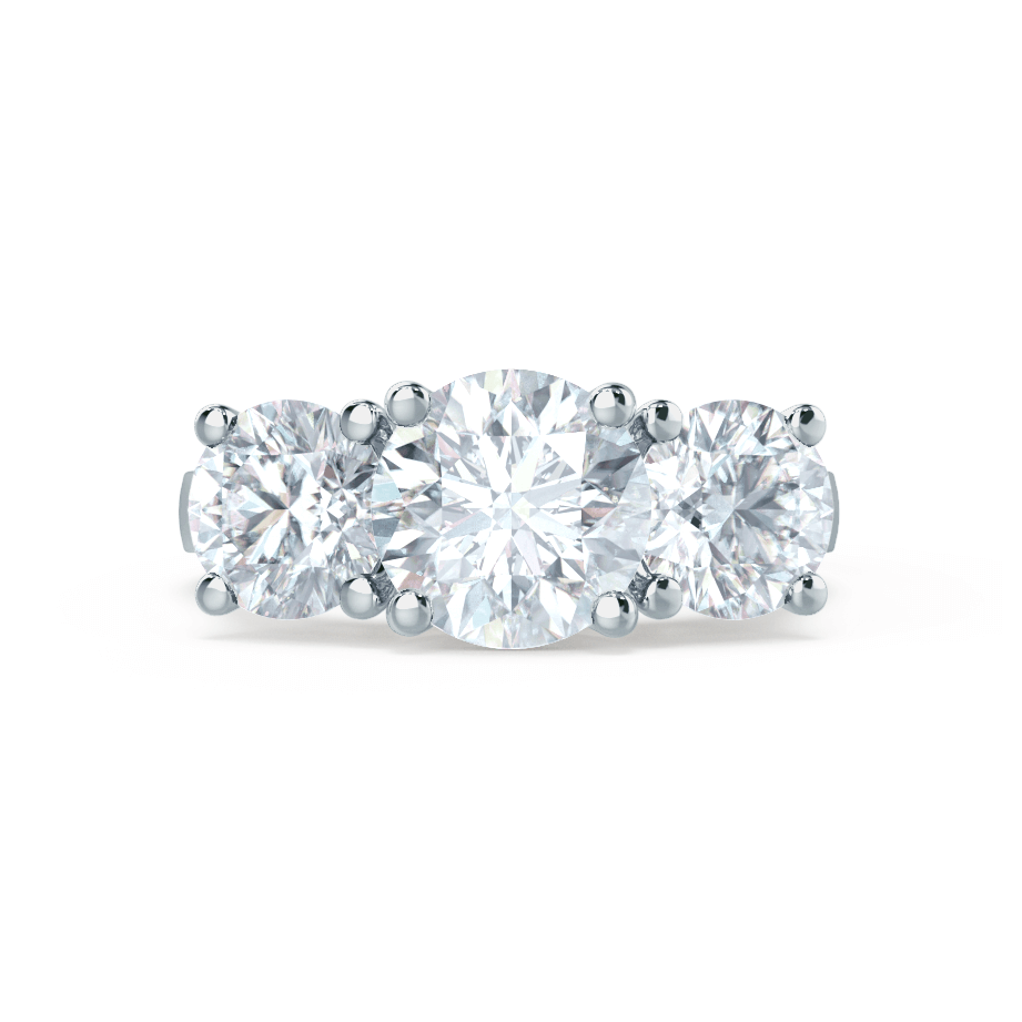 1.0 CT Round Shaped Moissanite Three Stone Style Engagement Ring 4