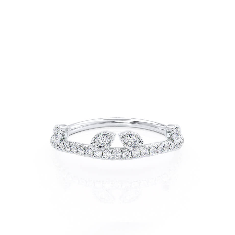0.21 CT Round Shaped Moissanite Vintage Style Wedding Band 1