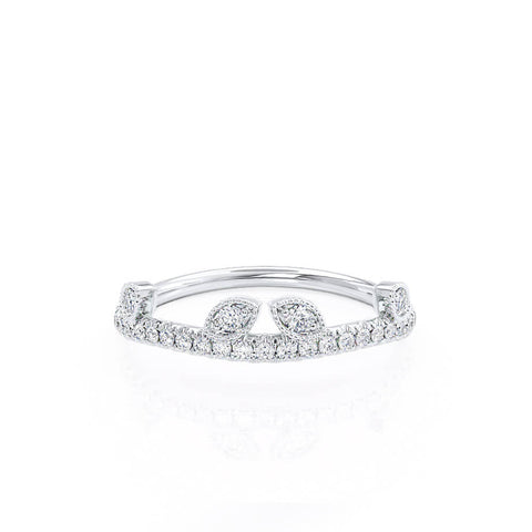0.21 CT Round Shaped Moissanite Vintage Style Wedding Band 1