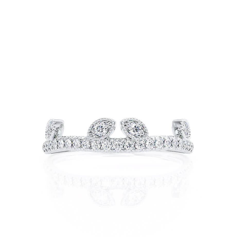 0.21 CT Round Shaped Moissanite Vintage Style Wedding Band 3