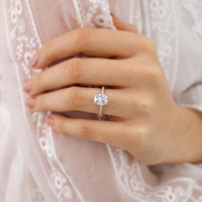 Elongated Cushion Pave Lab Grown Diamond Engagement Ring