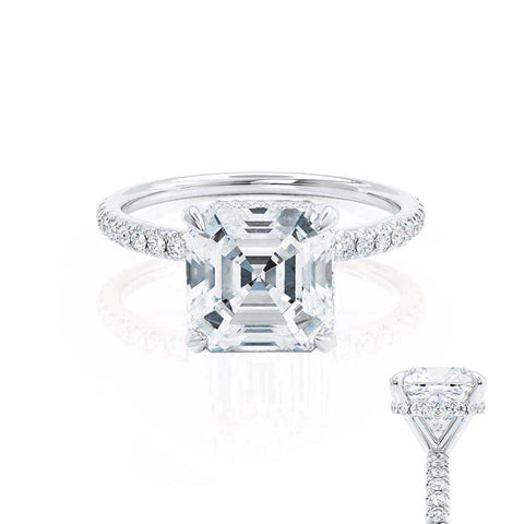 1.30 CT Asscher Shaped Moissanite Hidden Halo Style Engagement Ring 4