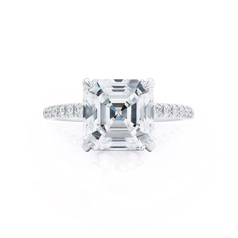 1.30 CT Asscher Shaped Moissanite Hidden Halo Style Engagement Ring 5