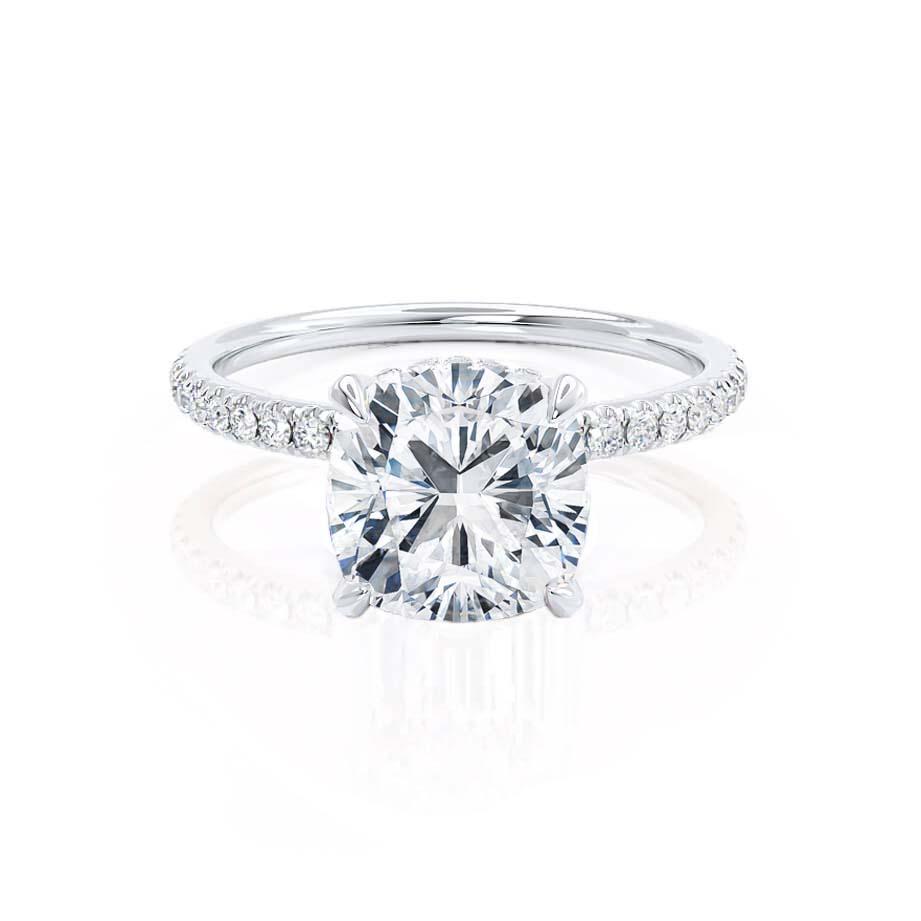 2.40 CT Cushion Shaped Moissanite Hidden Halo Engagement Ring 4