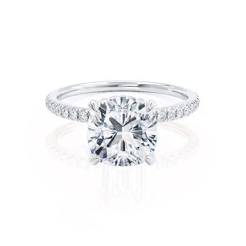 2.40 CT Cushion Shaped Moissanite Hidden Halo Engagement Ring 4