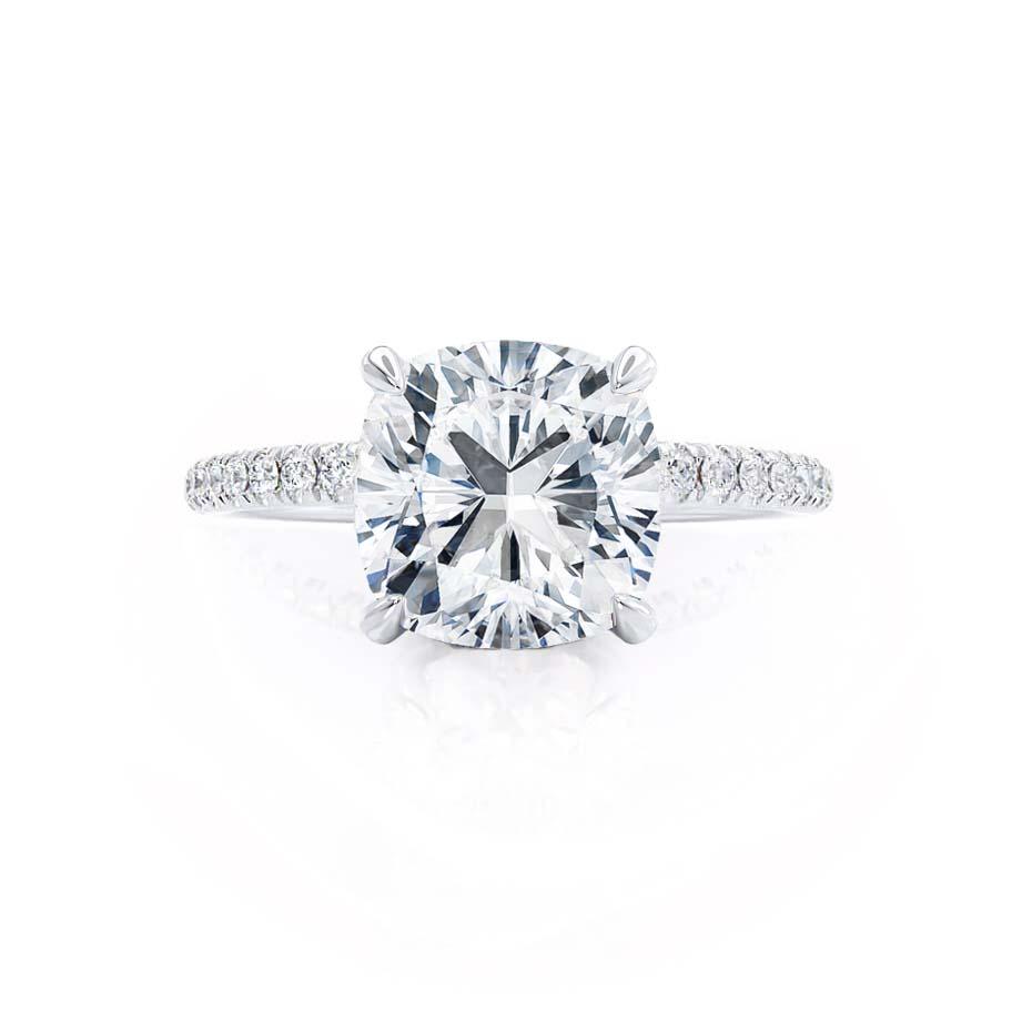 2.40 CT Cushion Shaped Moissanite Hidden Halo Engagement Ring 5