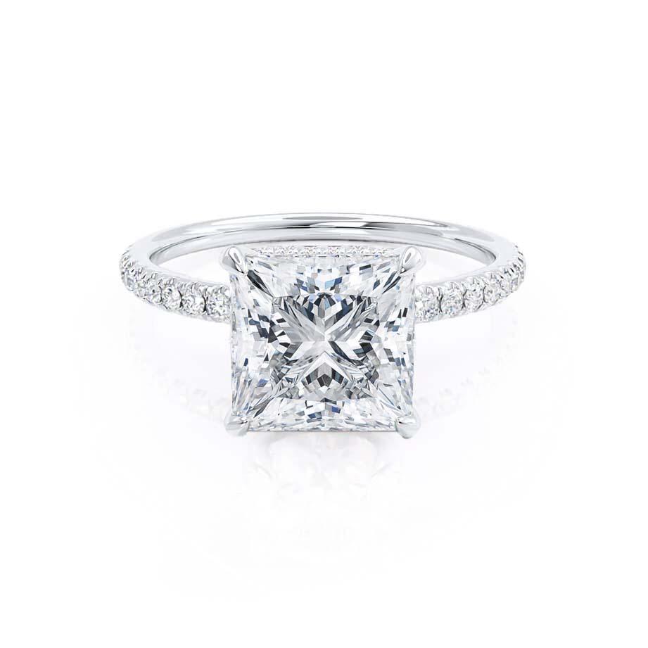 1.50 CT Princess Shaped Moissanite Hidden Halo Engagement Ring 3