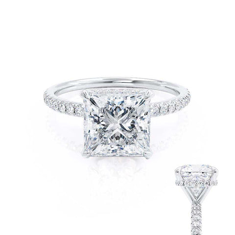 1.50 CT Princess Shaped Moissanite Hidden Halo Engagement Ring 4