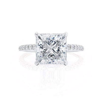1.50 CT Princess Shaped Moissanite Hidden Halo Style Engagement Ring 5
