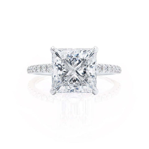 1.50 CT Princess Shaped Moissanite Hidden Halo Engagement Ring 5