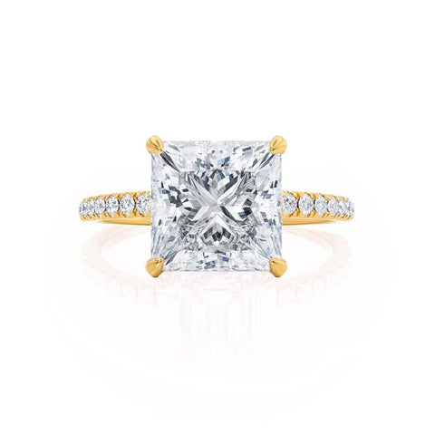 1.50 CT Princess Shaped Moissanite Hidden Halo Style Engagement Ring 4