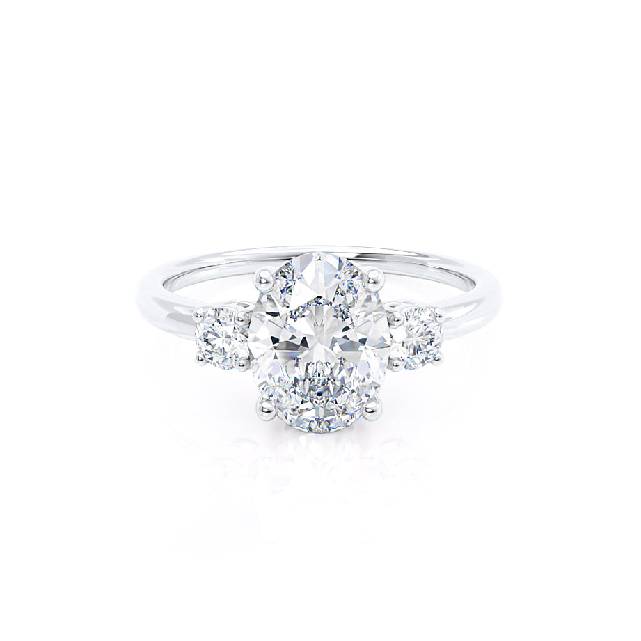 1.75 CT Oval Shaped Moissanite Three Stone Style Engagement Ring 1