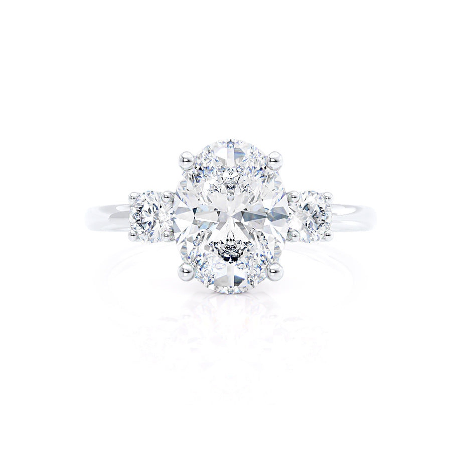 2.52 CT Oval Shaped Moissanite Three Stone Engagement Ring 2