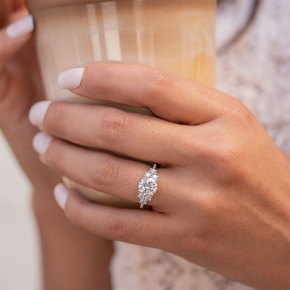 Round Cluster Lab Grown Diamond Engagement Ring