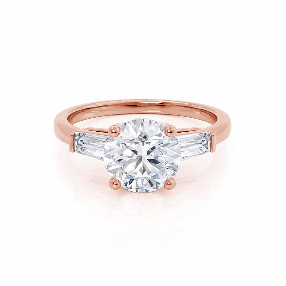 1.0 CT Round Shaped Moissanite Three Stone Style Engagement Ring 1