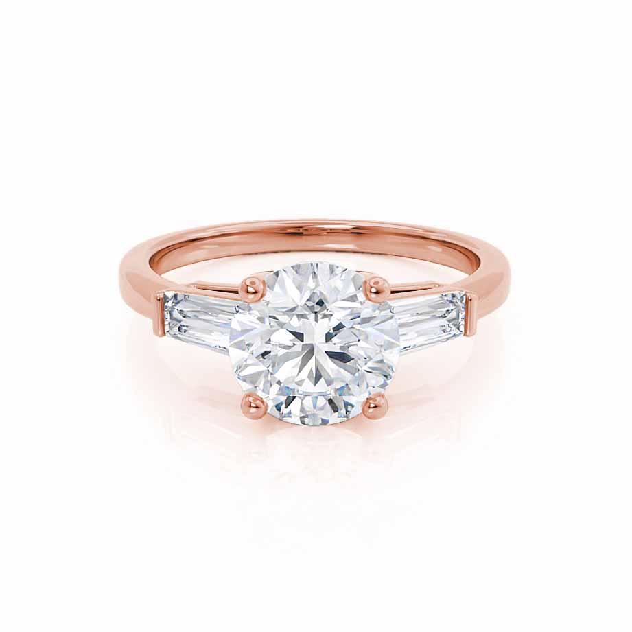Round Three Stone Lab Grown Diamond Engagement Ring