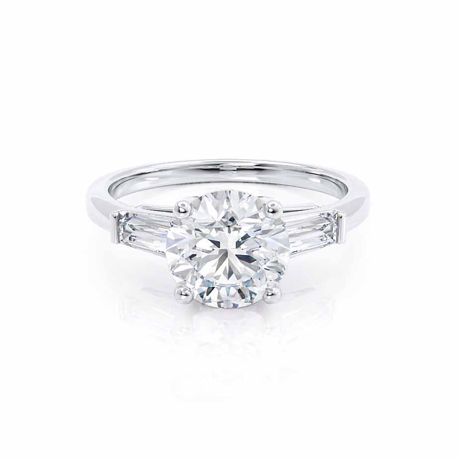 Round Three Stone Lab Grown Diamond Engagement Ring