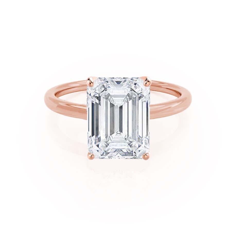 Emerald Solitaire Lab Grown Diamond Engagement Ring