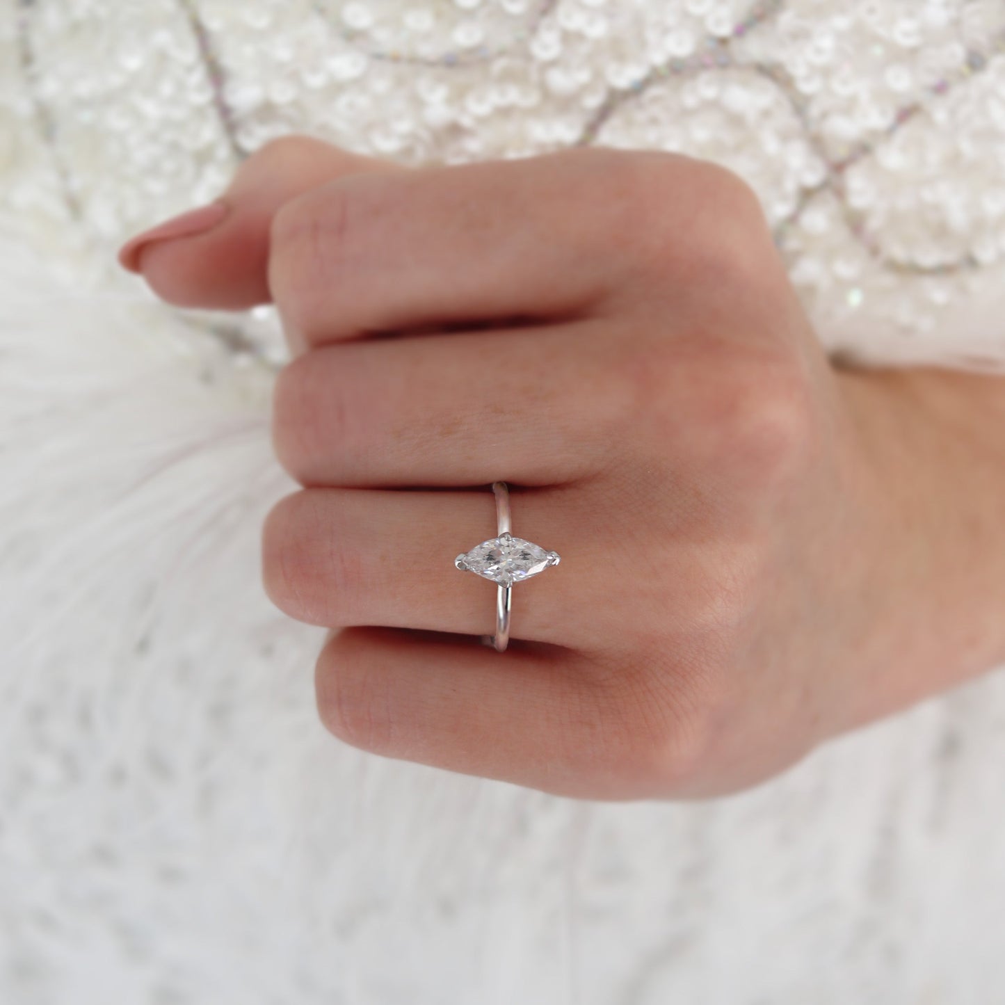 Marquise Solitaire Lab Grown Diamond Engagement Ring