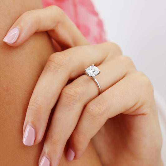 Cushion Solitaire Lab Grown Diamond Engagement Ring