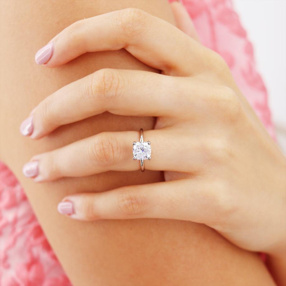 Cushion Solitaire Lab Grown Diamond Engagement Ring