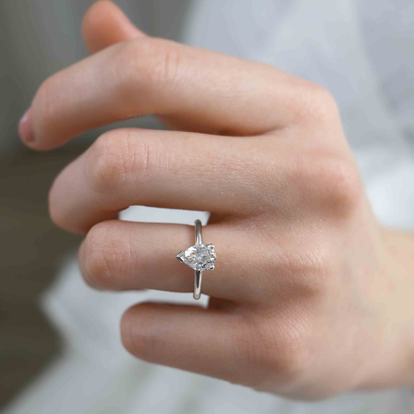 Pear Solitaire Lab Grown Diamond Engagement Ring