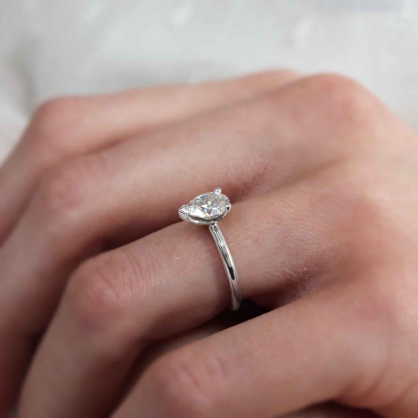 Pear Solitaire Lab Grown Diamond Engagement Ring