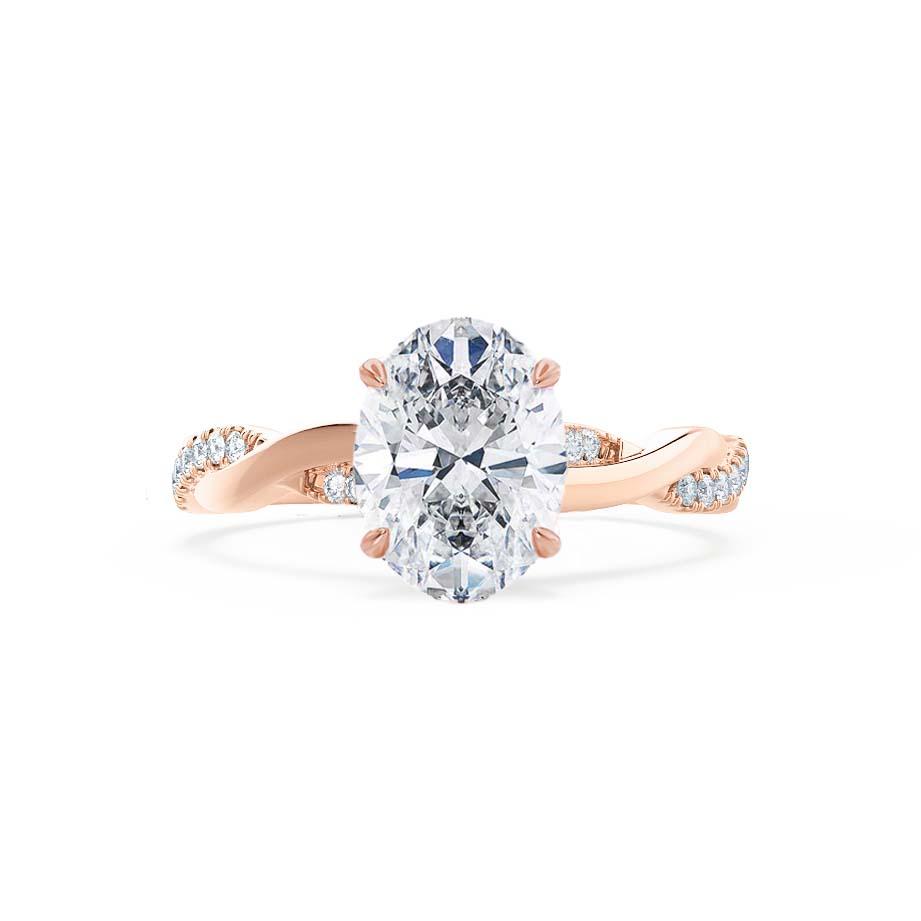 Oval Twisted Pave Lab Grown Diamond Engagement Ring