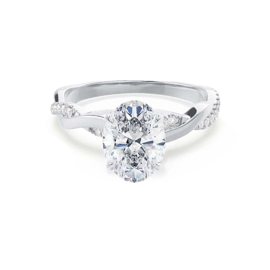Oval Twisted Pave Lab Grown Diamond Engagement Ring