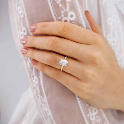 Emerald Pave Lab Grown Diamond Engagement Ring