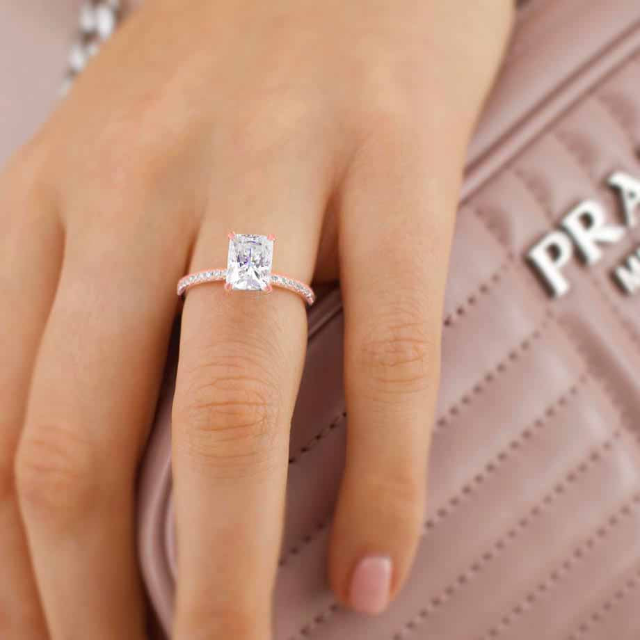 Radiant Pave Lab Grown Diamond Engagement Ring