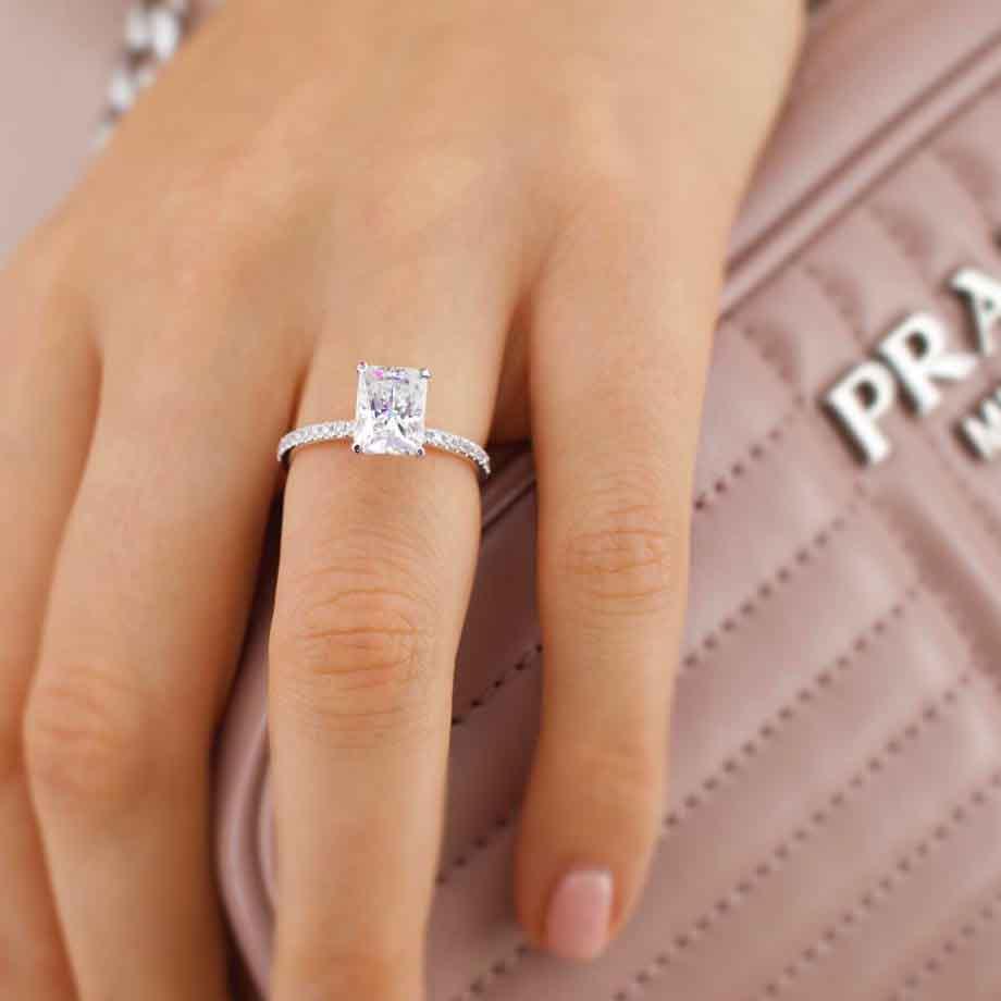 Radiant Pave Lab Grown Diamond Engagement Ring