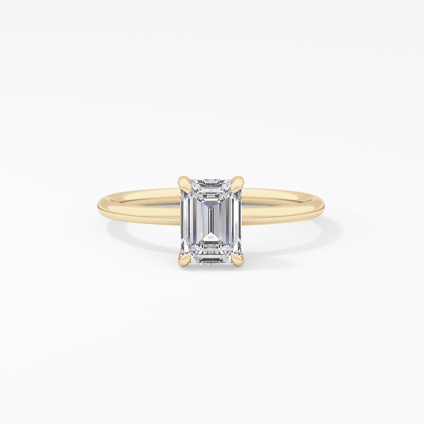 Emerald Solitaire Lab Grown Diamond Engagement Ring