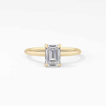 Emerald Solitaire Lab Grown Diamond Engagement Ring