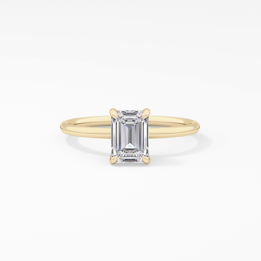 Emerald Solitaire Lab Grown Diamond Engagement Ring