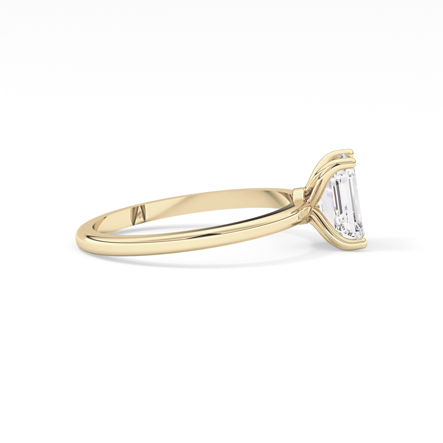 Emerald Solitaire Lab Grown Diamond Engagement Ring