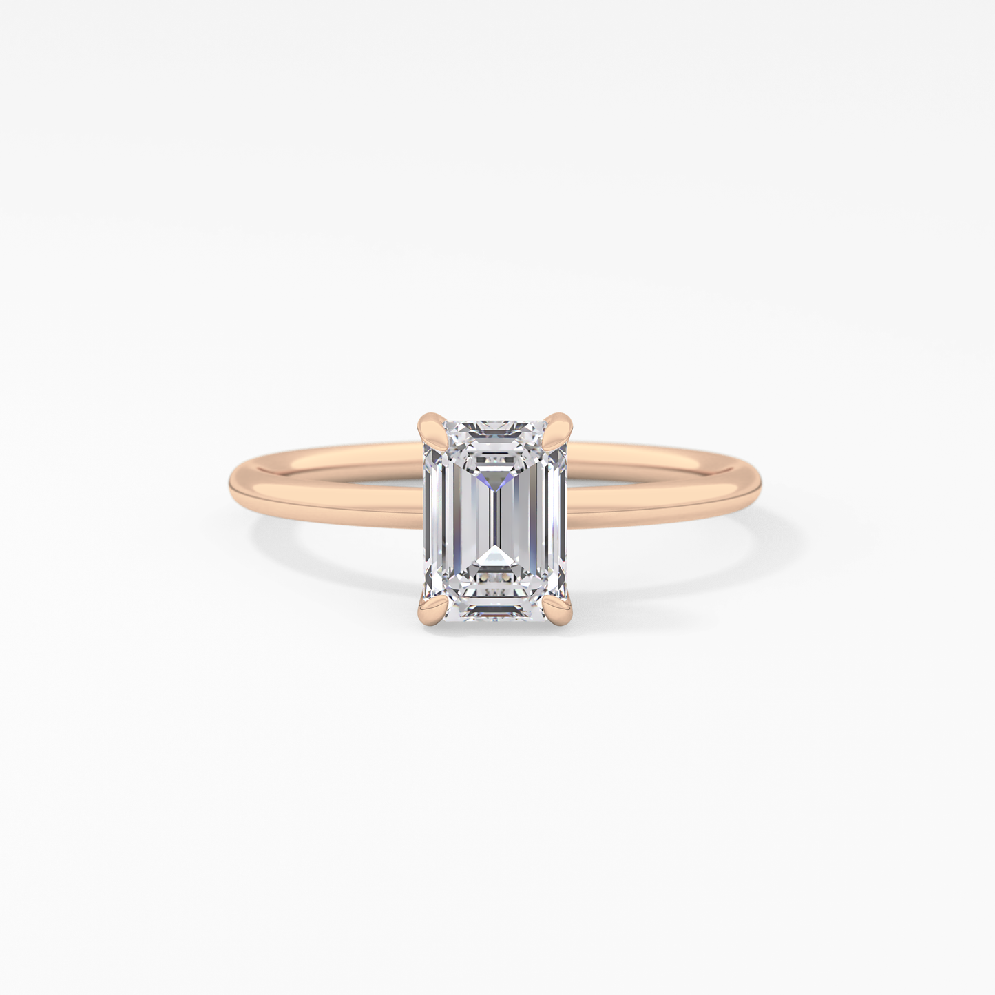Emerald Solitaire Lab Grown Diamond Engagement Ring