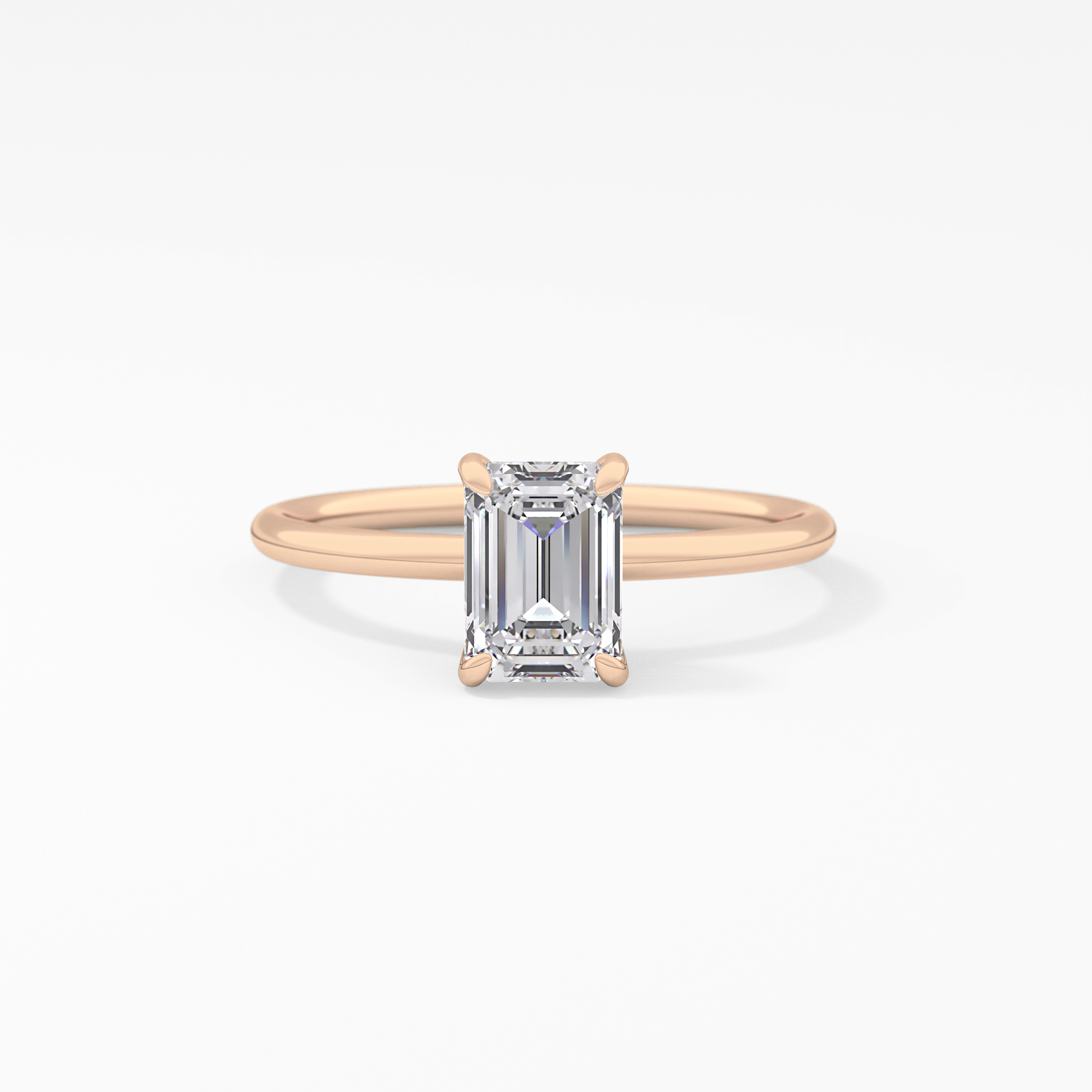 Emerald Solitaire Lab Grown Diamond Engagement Ring
